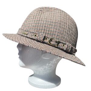 Stetson M Brown Tweed Fedora Hat Hustler Vintage Wool Silk Lined